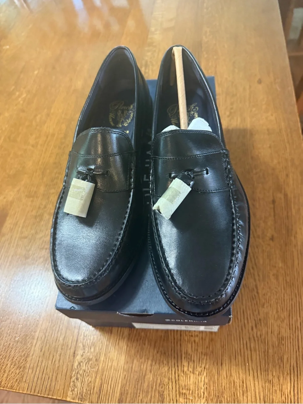 Cole Haan Black Leather Tassel Slip-On Loafers